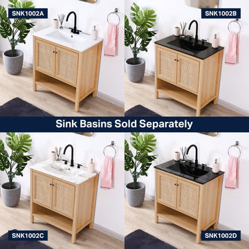 Jasper Rattan Modern Coastal 2-Shelf Bath Vanity Cabinet Only (Sink Basin Not Included)